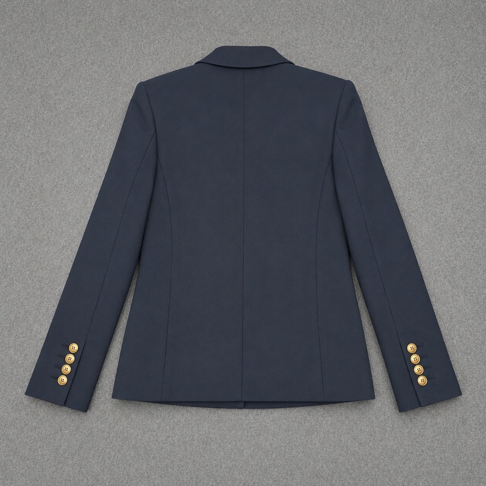 Michael Kors Blazer Womens Crepe Sable Cropped Boyfriend Midnight Gold Button 14 - Picture 2 of 8